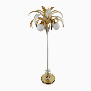 Vintage Italian Gilded Palm Tree Floor Lamp in the style of Hans Kögl, 1970s