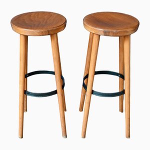 Chalet-Style Pine Bar Stools, 1970s, Set of 2
