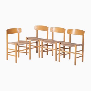 Model J39 Dining Chairs in Beech by Børge Mogensen for FBD, 1940s, Set of 4