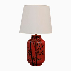 Italienische Keramik Tischlampe in Rot von Zaccagini Design, 1960