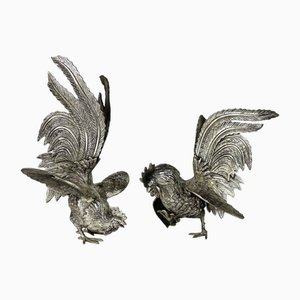 Cast Roosters, 1900s, Set of 2