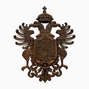 Escultura de águilas imperiales antigua de madera de nogal, década de 1800