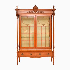Victorian Satin Wood Display Cabinet, 1890s