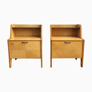 Mid-Century Modern Italian Nightstands in Maple and Glass Top, 1950s, Set of 2