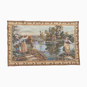 Vintage French Aubusson Style Halluin Jaquar Tapestry, 1990s