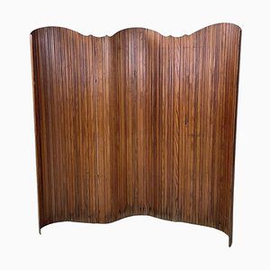 Mid-Century Italian Fully Articulated Wooden Strips Screen, 1960s