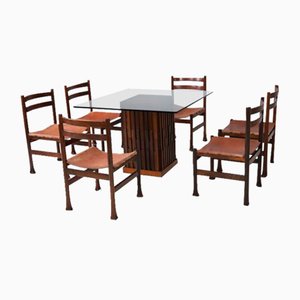 Mobilier de Salle à Manger Vintage par Luciano Frigerio, 1970, Set de 7