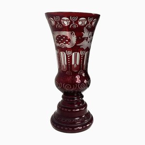 Vase Vintage en Verre et Cristal Rubis Rouge de Berstdorfer Glashütte pour Egermann, 1950s