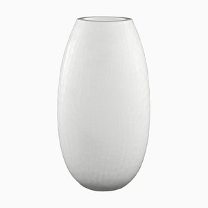 Italian White Blown Murano Glass Vase