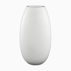 Vase Blanc en Verre de Murano Soufflé, Italie