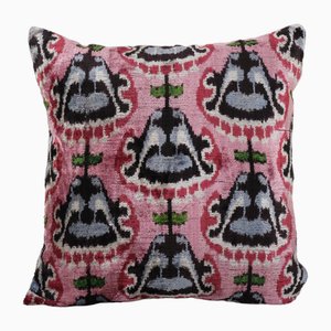Square Ikat Uzbek Cushion Cover in Silk and Velvet