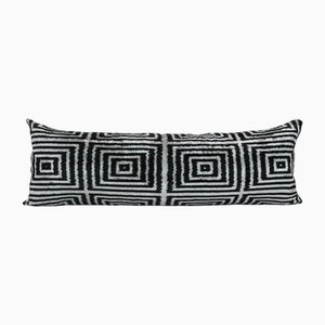 Ikat Lumbar Cushion Cover in Handwoven Silk and Velvet