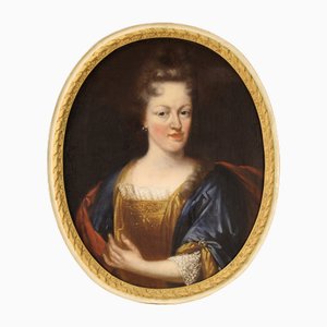 Artista francés, Retrato oval de una noble dama, 1770, óleo sobre lienzo, enmarcado