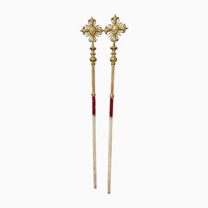 Procession Sticks in Gilded Wood, Set of 2