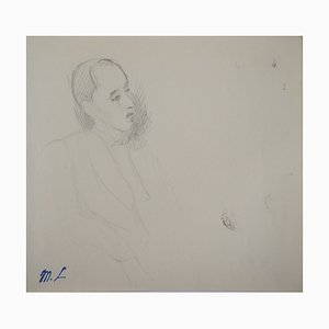 Marie Laurencin, hombre sentado, dibujo a lápiz original