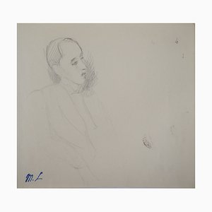 Marie Laurencin, homme assis, dessin Original au crayon