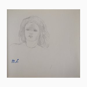 Marie Laurencin, Portrait de la jeune fille, dessin Original au crayon