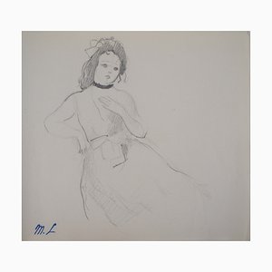 Marie Laurencin, Mädchen im Kleid, Original Bleistiftzeichnung