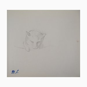 Marie Laurencin, Gatito, Dibujo a lápiz original