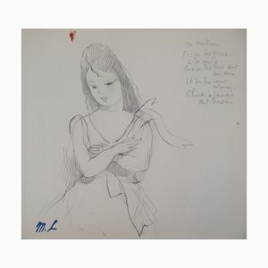 Marie Laurencin, Melancolía, Dibujo a lápiz original