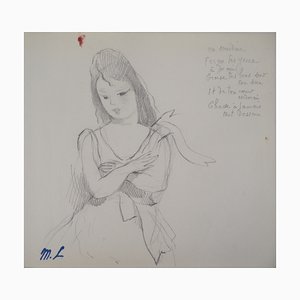 Marie Laurencin, mélancolie, dessin Original au crayon