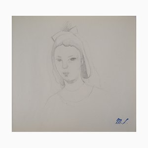 Marie Laurencin, jeune fille pensive, dessin Original au crayon