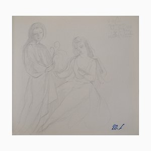 Marie Laurencin, Intimate Moment, Original Pencil Drawing