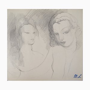 Marie Laurencin, deux amis, dessin original au crayon