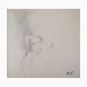 Marie Laurencin, fille avec un arc, dessin original au crayon