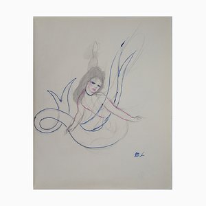 Marie Laurencin, sirène, dessin Original au crayon