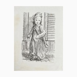 Léonard Tsuguharu Foujita, Giovane ragazza con il pane, Litografia originale