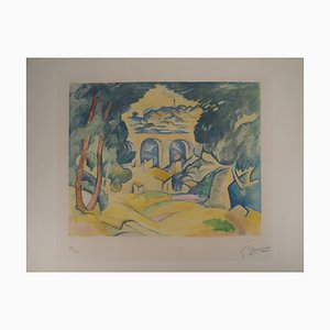 Georges Braque, Viaduc de l'Estaque, 1950, Incisione originale