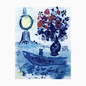 Marc Chagall, Fly Boat with Bouquet, 1962, Original Lithograph