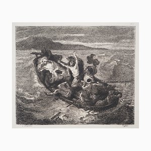 Nach Eugène Delacroix, Jesus auf dem See Genezareth, Kupferstich, 1873