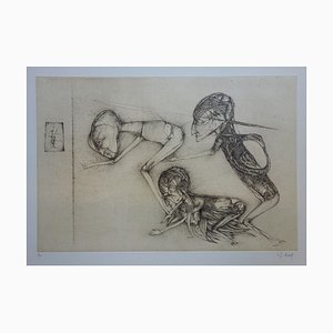 Fred Deux, The Mirror, Original Etching