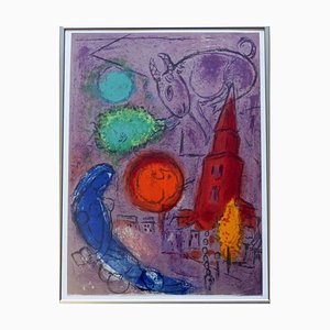 Marc Chagall, Saint Germain des Prés, 1954, Litografía original, Enmarcado