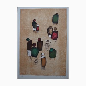 Witold-K, Petit groupe joyeux, Original Lithograph