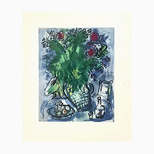 Marc Chagall, Blumenstrauß auf Tisch, Lithographie