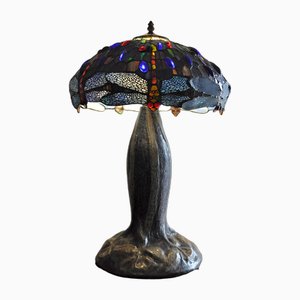 Table Lamp by H Javaux in the Style of Tiffany