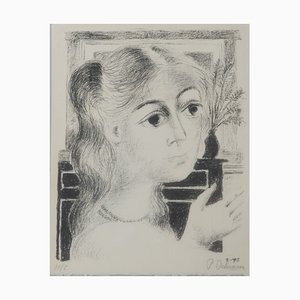 Paul Delvaux, Jeune Fille Au Collier De Perles, 1975, Litografía original