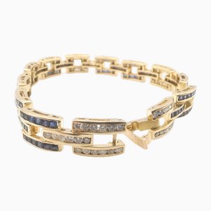 Bracelet in Yellow Gold with Diamonds & Sapphires