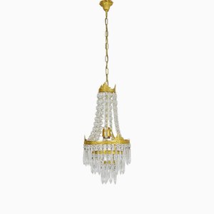 Vintage Chandelier with Glass Pampilles, 1950s