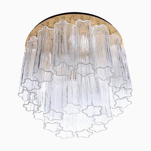 Ceiling Light with Venini Tronchi Murano Glass & Brass by J. T. Kalmar for Kalmar, 1960s
