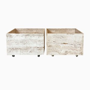 Travertine Planters, 1970s, Set of 2