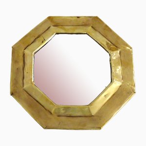 Small Octagonal Wall Mirror in Golden Brass