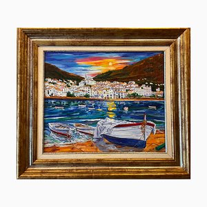 Avel, Nocturno en Cadaques, 2023, Oil on Canvas, Framed