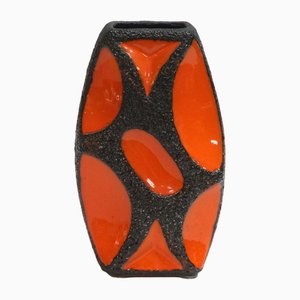 Mid-Century Roth Keramikvase in Orange & Schwarz, 1960er