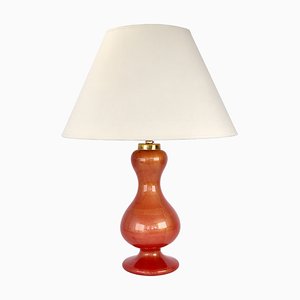 Lampada da tavolo in vetro di Murano rosso rubino e oro di Barovier & Toso