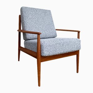 Danish 118 Lounge Chair in Teak and Bouclé by Grete Jalk for France & Son, 1960s