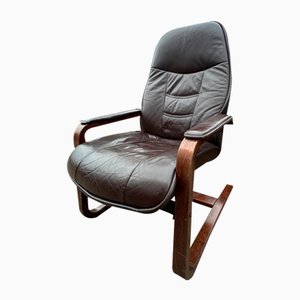 Fauteuil Vintage en Bois et Skaï, 1970s